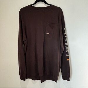 Ariat Rebar Men’s Brown Long Sleeves Shirt Size Large w/pocket *C67